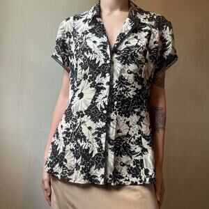 Vintage Jones New York Poppy Silk Button Down Blouse 10